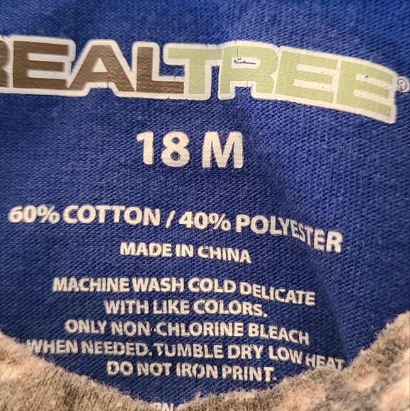 Realtree "Born Wild" blue onesie/bodysuit with camo lettering and trim - Picture 2 of 3